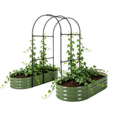 Garvee Garden Trellis, 87-Inch Tall Metal Arch with Climbing Net and Modular Frame, Silver, for Raised Beds Flowers and Vegetables