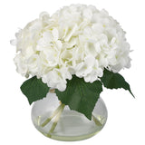 Garvee Artificial Hydrangea Flowers with Glass Vase & Fake Water - Faux Hydrangea for Home Table, Wedding Party, Office Decor | Realistic Fake Hydrangeas, Silk Flowers for Vase Arrangement(Hydrangea, white)