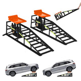 Garvee Heavy Duty Hydraulic Car Ramps - 5 Ton/12000LBS Capacity, Adjustable Height 9.8-15 Inch, Steel Portable Vehicle Lift Ramps with Wheels, Reflective Strips for Home Garage, Oil Change, Maintenance - Color: Black Frame + Orange Flat Plate