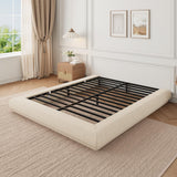Garvee Modern Floating Platform Bed Frame - Upholstered Wrap Design - Noise-Free - Easy Assembly - No Box Spring Needed - Full Size, Offwhite - Off-White
