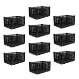 Garvee 10-Pack 52L Collapsible Storage Crates, 130 lb Load Rating, for garages, schools and vehicle trunks, Black