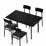 Garvee Modern Industrial Dining Table Set for 4, Wood‑Grain Top Metal Frame Kitchen Table with PU Upholstered Cushioned Chairs - Rustic Blake