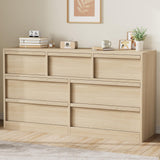 Garvee Modern 7 Drawer Dresser Oak Wood Large Storage Anti-Tip Safety Sturdy Construction Bedroom Nursery Living Room - Natural Wood
