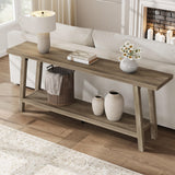 Garvee Extra Long 71" Console Table for Living Room, Heavy Duty Narrow Sofa Table, Rustic Pear Wood, Stable Farmhouse Accent, Space-Saving, Supports 350 lbs, Anti-Tipping, Pear Wood Original - Rustic Pear