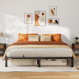 Garvee Heavy Duty King Bed Frame 10 Inch, Metal Platform Bed Frame with Reinforced Slats Support, 800 Lbs Load Capacity, Noise Free, No Box Spring Needed and Screws, Tool-Free Assembly - Black|10 Inch Hight