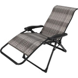 Garvee Patio Rattan Folding Reclining Chair, Adjustable Portable Outdoor Lounge Chair with Armrests, Gray - Gray