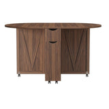 Garvee 3-in-1 Folding Dining Table with Wine Rack & Cup Holder – Drop Leaf Oval Kitchen Table with Lockable Casters – Space-Saving for Small Spaces