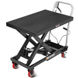 Garvee 1100 lb Hydraulic Lift Table Cart, 32" Max Lift Height, Single-Scissor Platform with Locking Wheels, Black/Silver - Black