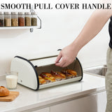 Garvee Stainless Steel Roll Top Bread Box for Kitchen Countertop with Stainless Steel Lid for Kitchen Counter, Pantry Shelf, Beige