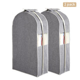 Garvee 2-Piece Set Cotton Linen 40 Inch Garment Bags for Dust Protection - Lightweight, Durable, Breathable, Easy to Store, and Stylish - Gray