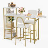Garvee Dining Table Set for 2, 3-Piece Expandable Bar Table and Chairs Set, with Storage Shelves and Wine Rack, Small Kitchen Dining Set for Living Room, Apartment