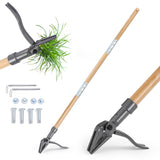 Garvee 46-Inch Stand-Up Weed Puller with 4-Claw Stainless Steel Head, Foot Pedal & 3-Piece Handle for Dandelion, Thistle, Crabgrass and Deep-Root Removal, Wood Color