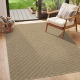 Garvee 3' × 5' Washable Striped Easy Jute Area Rug, Non-Slip Low-Pile Stain-Resistant Indoor Outdoor Rug for Living Room and Patio, Linen Beige - Linen Beige