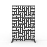 Garvee Heavy-Duty Galvanized Steel Privacy Screen – 72" H x 47" W Freestanding Metal Outdoor Fence Panel, Windproof Decorative Divider for Patio, Garden, Deck, Balcony – Black - Black