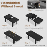 Garvee Modern Extendable Farmhouse Dining Table for 6-10 - 63-86.6 Inch Large Rectangular Kitchen Table - Sturdy Wooden Frame, Space-Saving - Dining Room Furniture, Black - Black