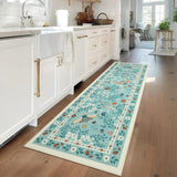 Garvee Vintage Distressed Washable Runner Rug - Faux Carpet with Non-Slip Backing for Kitchen, Entryway, Living Room - Mark Resistant Soft Area Mat, Light Green, 2x6ft - Light Green