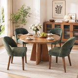 Garvee Set of 4 Modern Chenille Dining Chairs – Upholstered, Soft Comfort, Sturdy Wooden Legs – Ideal for Kitchen or Dining Room, Dark Green