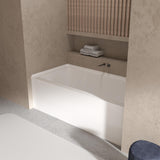 Garvee 60x32 Inch Alcove Soaking Bathtub with Apron Front, Right Hand Drain Drop-In Acrylic Tub, Glossy White Bath for Small to Standard Bathrooms
