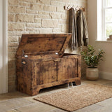 Garvee Storage Bench with Farmhouse Design - Storage Chest with 2 Safety Hinges, 15.7 x 39.4 x 18.9 Inches, Ideal for Entryway, Bedroom, and Living Room - Brown