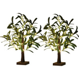 Garvee 2 Pack Lighted Olive Tree 21” Tabletop Bonsai with 50 Warm White LED Lights Battery or USB Powered Bendable Branches Timer Function Artificial Indoor Tree for Home Decor Wedding Christmas