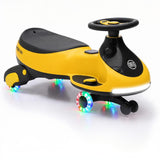 Garvee 12V Electric Wiggle Car for Kids,  2 in 1 Swing Car with Pedal, Anti-Rollover Max 3.5Mph,Max Load 66Lbs,Flashing Wheels, Music,Rechargeable Battery Ride on Toy Indoor Outdoor for Toddlers - Yellow & Black