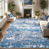 Garvee Modern Machine Washable Light Blue Area Rug – Ultra Soft, Non-Slip, Low-Pile, mark Resistant Carpet for Living Room, Bedroom, Dining Room – 8x10ft - Light Blue