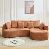 Garvee 106" Curved Sectional Sofa with Throw Pillows, 4 Seater Luxury Chenille Cloud Modular Couch with Deep Seat, Boneless Compression Sofa for Modern Living Room, Office and Apartment, Orange - Orange