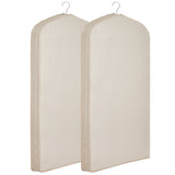 Garvee Breathable Cotton Hanging Garment Bags for Closet Storage & Travel - 2 Pack, 42.5" x 23.6" Zippered Suit & Dress Covers - Dustproof Wardrobe Protector - Neutral Beige - Off-White-2 Pack