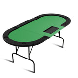 Garvee 84" Oval Poker Table, Foldable Casino-Style Game Table with Padded Rail & 9 Built-in Plastic Cup Holders, Portable Folding Card Table for 10 Players  - Green & Black - Green