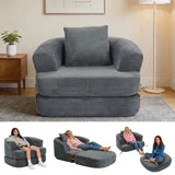 Garvee Folding Sofa Bed with Backrest & Handle, 3-in-1 Convertible Bean Bag Chair to Floor Sofa Lounger, Boneless Fold Out Couch Bed with Handle Comfy Fold Out Couch for Bedroom and Living Room, Gray - Gray