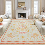 Garvee 9' × 12' Coastal Palm Floral Area Rug, Machine Washable Non-Slip Low-Pile Soft Rug for Living Room, Bedroom & Nursery, Orange - Orange