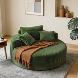 Garvee Oversized Comfort and Deep Seat – 55'' Round Corduroy Chaise Lounge Chair – Single Cloud Design with 3 Pillows – Ideal for Living Room or Bedroom – Upholstered Sofa Bed – Green - Green