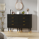 Garvee 4 Drawer Dresser Set of 2 for Bedroom, Modern Closet Dressers Chest of Drawers, Storage Dresser Chest Cabinet Organizer Unit, Small Fluted Dresser for Bedroom, Black