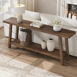 Garvee Extra Long 71" Farmhouse Console Table for Living Room, Narrow Wooden Sofa Table with 2 Tiers, Heavy Duty, Skinny Entryway Accent Table, Vintage Brown - Pear Wood Original