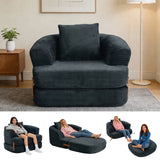 Garvee Folding Sofa Bed with Backrest & Handle, 3-in-1 Convertible Bean Bag Chair to Floor Sofa Lounger, Boneless Fold Out Couch Bed with Handle Comfy Fold Out Couch for Bedroom and Living Room, Black - Black