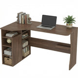 Garvee L Shaped Desk with Storage Shelves, Small Corner Desk for Small Spaces, Reversible Table with 3 Tier Shelves, Home Office, Writing Study Gaming Desk, Walnut Wood - Brown