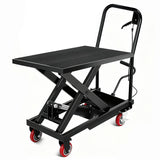 Garvee Heavy-Duty Hydraulic Scissor Lift Table Cart – 1100 lbs Capacity, 32" Max Height, Steel Platform, Manual Foot Pump, Non-Slip Pad, Locking Swivel Wheels – Ideal for Warehouse, Garage, Factory – Color: Black with Black Handle, Includes Gloves, Split - Black