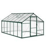 Garvee Polycarbonate Greenhouse, 8 x 12 FT Green Aluminum Frame with Lockable Sliding Door, Adjustable Roof Vent and Upgraded Handle for Garden Growing - Green