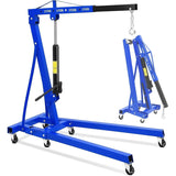 Garvee 2 Ton Hydraulic Engine Hoist Cherry Picker, 4400LBS Heavy Duty Engine Lift Hoist, Foldable Hydraulic Shop Crane w/Telescopic Boom & 6 Swivel Casters for Auto Repair, Garage, Workshop
