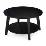 Garvee Modern 2-Tier Round Coffee Table with Storage - Open Shelf & Curved Legs - Space-Saving Center Table for Living Room - Easy Assembly, Durable Wooden Surface - Black - Black