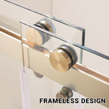 Garvee Frameless Sliding Glass Shower Door – Clear Tempered Glass, Easy-Clean, Modern Square Tube, Double Handles, Stainless Steel Hardware, Brushed Gold Finish with Buffer – 60x72 Inches, Square Tube Brushed Gold Belt Buffer