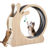 Garvee Cat Wheel Exerciser for Indoor Cats, 45'' Large 3-in-1 Cat Treadmill with Scratching Board and Play Balls, Quiet Cats Running Wheel for Kitty Fitness Wood color - Natural Wood