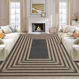 Garvee Modern Geometric Easy Jute Rug, Non-Slip Non Shedding Thin Indoor Outdoor Rug, Boho Farmhouse Washable Area Rug for Front Porch Bedroom Patio - Black/Natural
