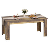 Garvee Large Farmhouse Dining Table for 6-8 – 71" Solid Wood Rectangular Table – Thickened Tabletop – Reinforced Triangular Legs & Wood Strip Base – Rustic Classic Brown – Ideal for Family Dinners, Apartments, Offices – 1.8 Meters, 18-Plate Finger-Jointed - Retro Brown
