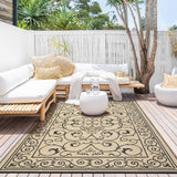 Garvee 8' x 10' Reversible Waterproof Outdoor Rug - Plastic Straw Patio Carpet, Mark-Resistant, UV Protected, Easy to Clean, for Camping, Porch, Deck, Garden, Balcony, Black Coffee - Black Coffee
