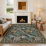 Garvee 9' × 12' Mushroom Forest Area Rug, Washable Polyester Carpet with Non-Slip Backing for Living Room, Bedroom and Dining Room, Brown - Brown