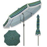 Garvee 10FT Fringe Patio Umbrella with Crank Handle, Push Button Tilt for Sun Shade, 8 Fiberglass Ribs, 1.5"D Premium Steel Pole, Outdoor Large Tassel Umbrella for Patio Beach Pool Backyard, Stripe - Stripe