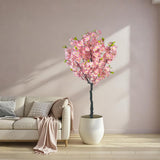 Garvee 4Ft Artificial Cherry Blossom Tree with Realistic Pink Silk Blossoms and Leaves – Faux Indoor Plant Décor for Home, Living Room, Office and Gift