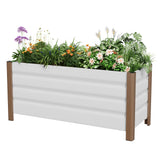 Garvee 39" Aluminum Raised Garden Bed, 18" Deep Rustproof Planter Box with Drainage Holes & Rounded Edges for Patio, Balcony & Garden, Beige - Beige
