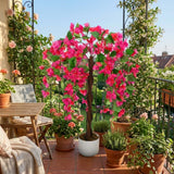 Garvee Lifelike Artificial Bougainvillea Tree 90cm in Pot – Realistic Pink Single-Headed Plant – Wooden Stem – Faux Decorative Plant for Home, Office, Balcony, or Garden Décor – Maintenance-Free – Single-Headed Bougainvillea on Wooden Pole, Single Tree